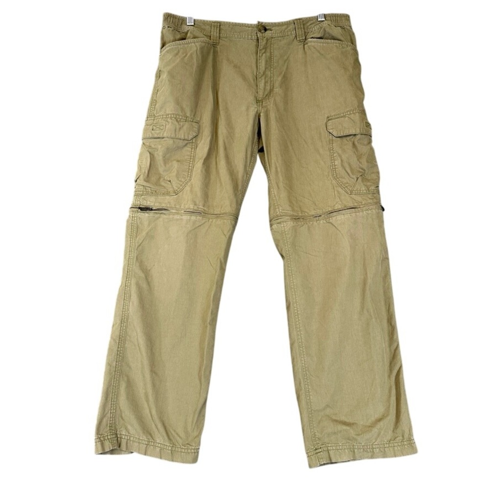 G.H. Bass & Co Mens Convertible Cargo Pants Olive Green Zip Off Hiking 34x27